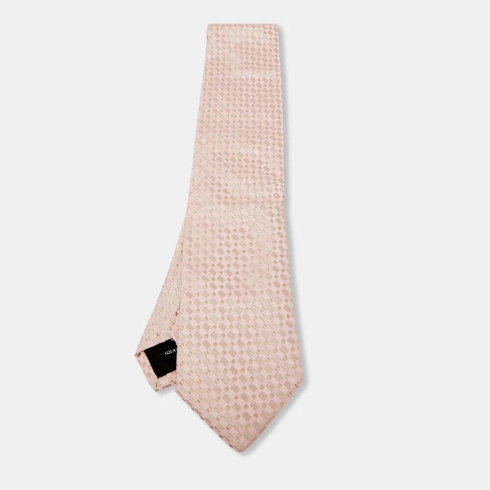 S.t. Dupont Pink Check Pattern Silk Tie